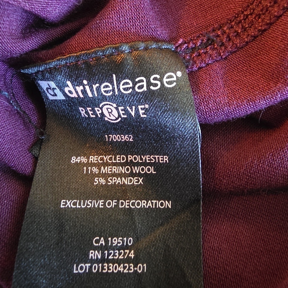 Paradox Women's Long Sleeve Wool Blend Drirelease Plum Top - Picture 7 of 7